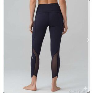 EXCELLENT Lululemon Pace Perfect 7/8 Tight Midnight Navy Luxtreme Run Leggings 8